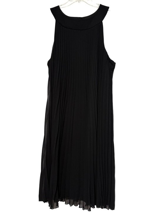 J.B.S. LTD Dresses & Skirts - J.B.S. LTD Black Sleeveless Pleated Chiffon Trapeze Knee Length Dress Size 18W